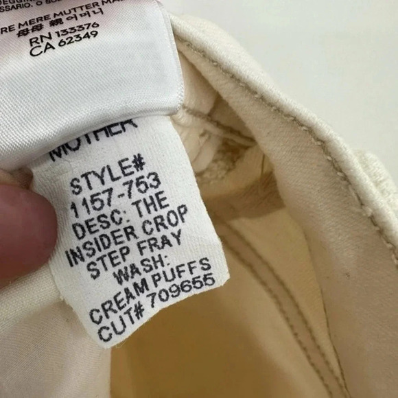 MOTHER THE INSIDER CROP CREAM PUFFS SIZE 30 B1769 - Picture 6 of 6